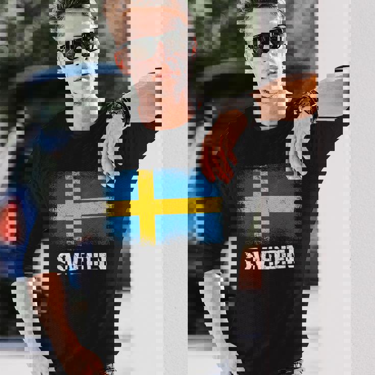 スウェーデン国旗スウェーデン 長袖Tシャツ 彼への贈り物