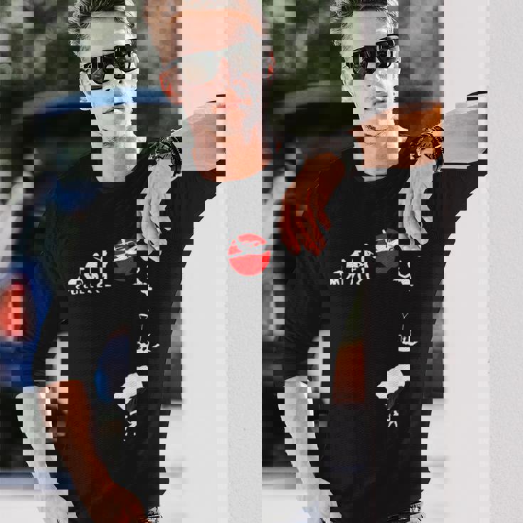 スカイダイビング、パラシュートアウトフィット、スカイダイビング、パラシュツリスト 長袖Tシャツ 彼への贈り物