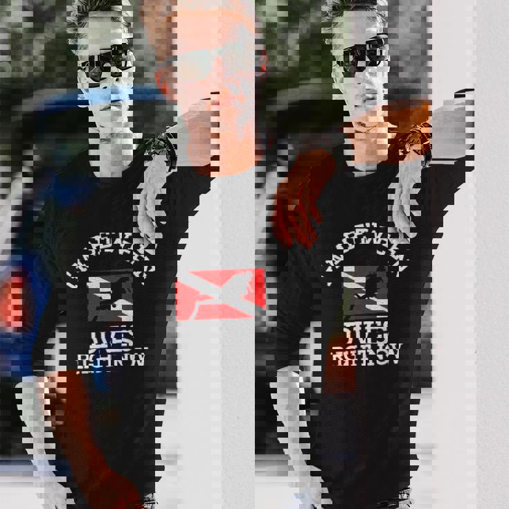 スキューバダイビング ダイバー ダウン ダイブ フラッグ ダイブ 長袖Tシャツ 彼への贈り物