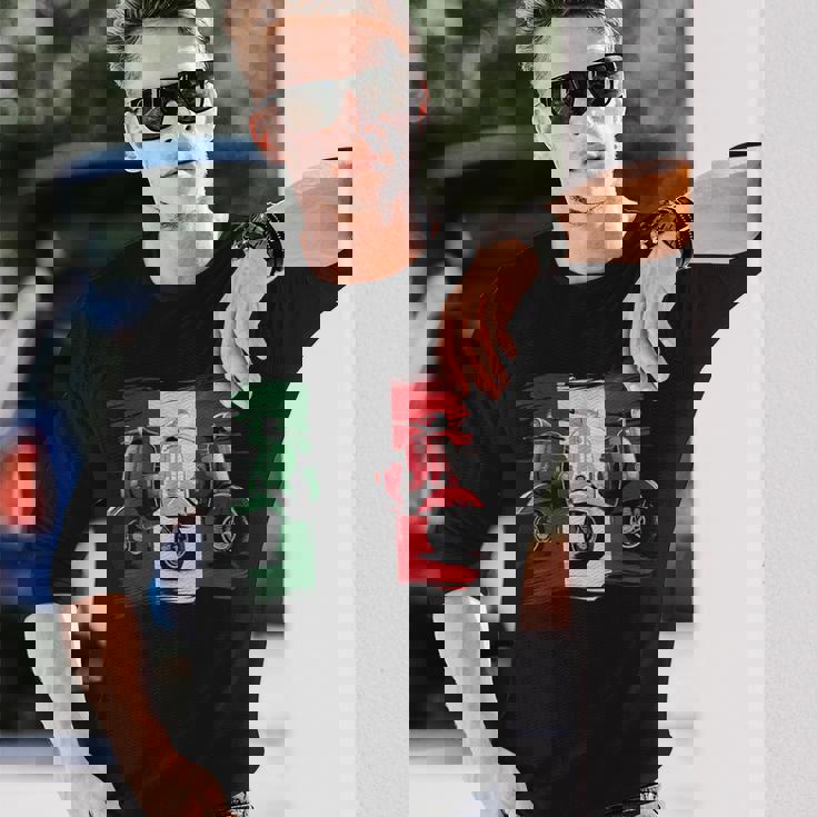 スクーター バイク バイク スクート イタリア国旗 原付スクーター 長袖Tシャツ 彼への贈り物