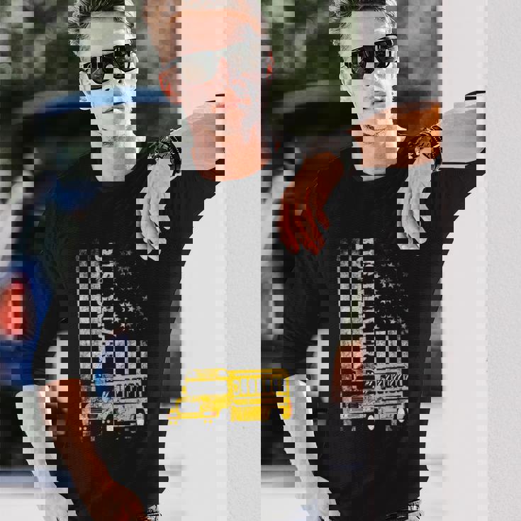 スクールバスドライバー アメリカ国旗 スクールバスドライバー用 長袖Tシャツ 彼への贈り物