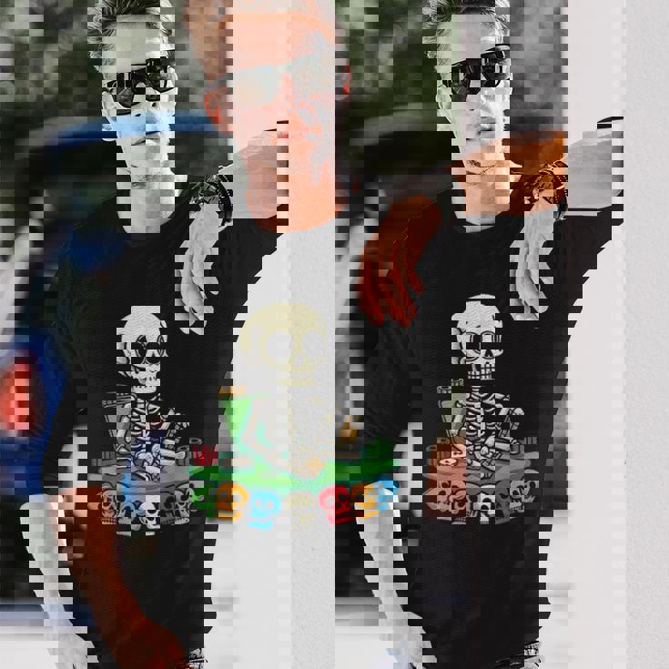 スケルトン ポーカー トランプ ギャンブル カジノ スカル ゲーム カード 長袖Tシャツ 彼への贈り物