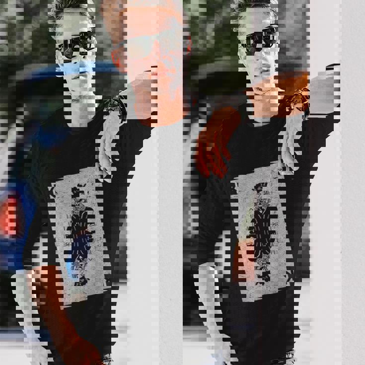 スケルトントランプキングギャンブル死神 長袖Tシャツ 彼への贈り物