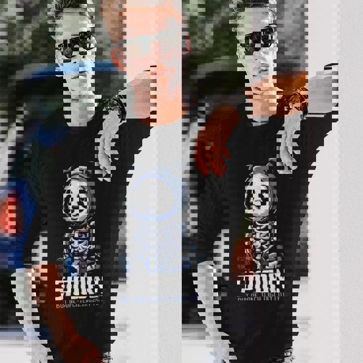 スケルトンパンダ 不気味なパンダベア 長袖Tシャツ 彼への贈り物