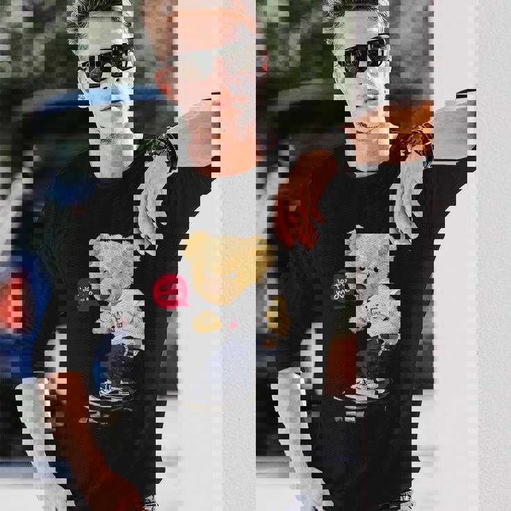 スケートボーダー クマ 長袖Tシャツ 彼への贈り物