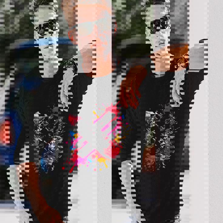 スケートボード ストリートアート スケートボード ファン 長袖Tシャツ 彼への贈り物