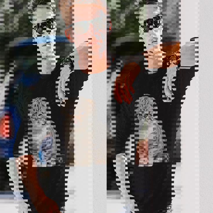 スコティッシュフォールド シンプルデザイン 長袖Tシャツ 彼への贈り物