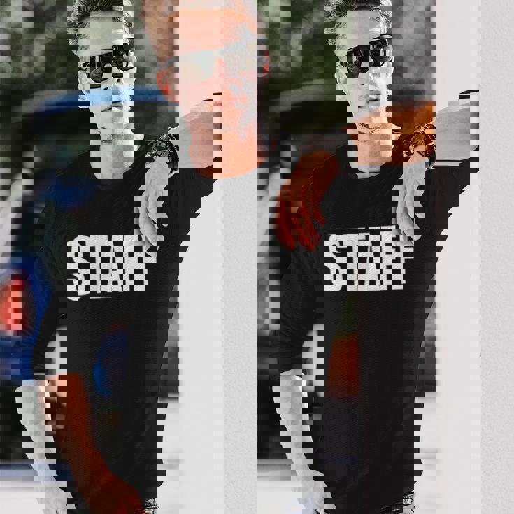 スタッフ社員 イベントスタッフ表裏プリント 白 長袖Tシャツ 彼への贈り物