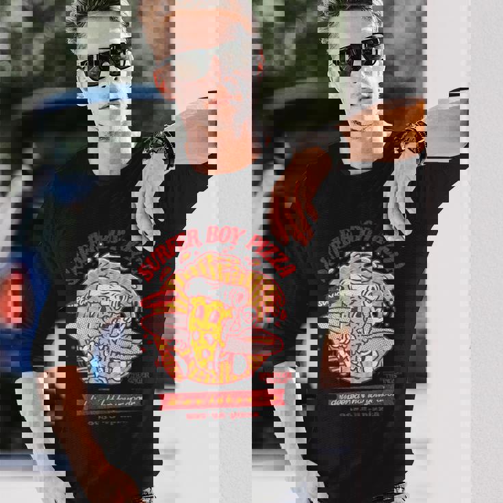 ストレンジャー・シングス サーファーボーイ ピザ広告 ホットデリバリー ヴィンテージ 長袖Tシャツ 彼への贈り物