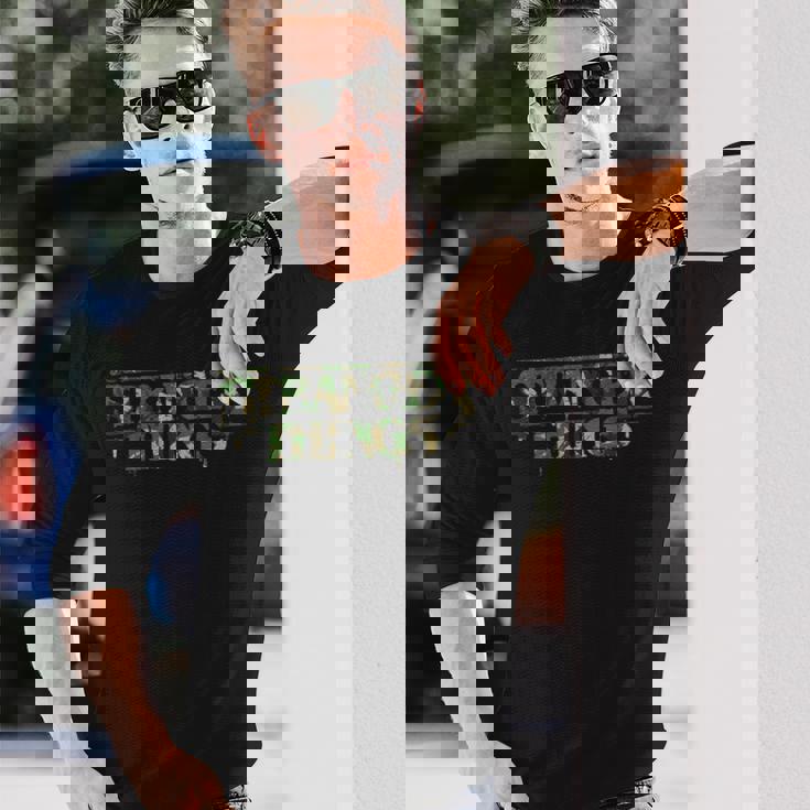 ストレンジャー・シングス ロゴ 迷彩 デモゴルゴン アンティーク調 逆さま 長袖Tシャツ 彼への贈り物