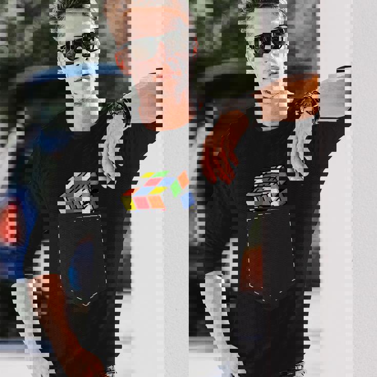 スピードキューブパズル キューブキューブポケットキューブ 長袖Tシャツ 彼への贈り物