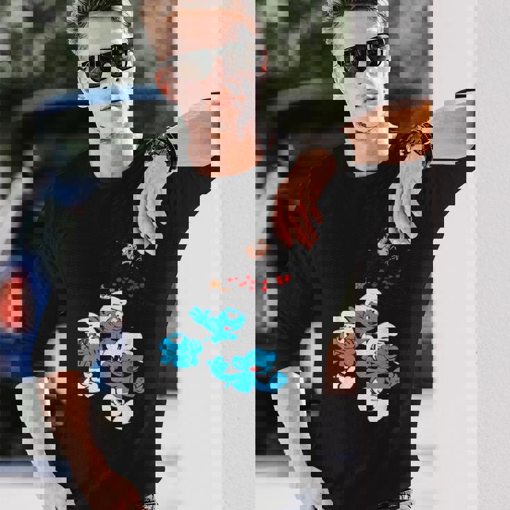 スマーフグループ スマーフ ガーガメル 魅惑のブルーフレンズのファン 長袖Tシャツ 彼への贈り物