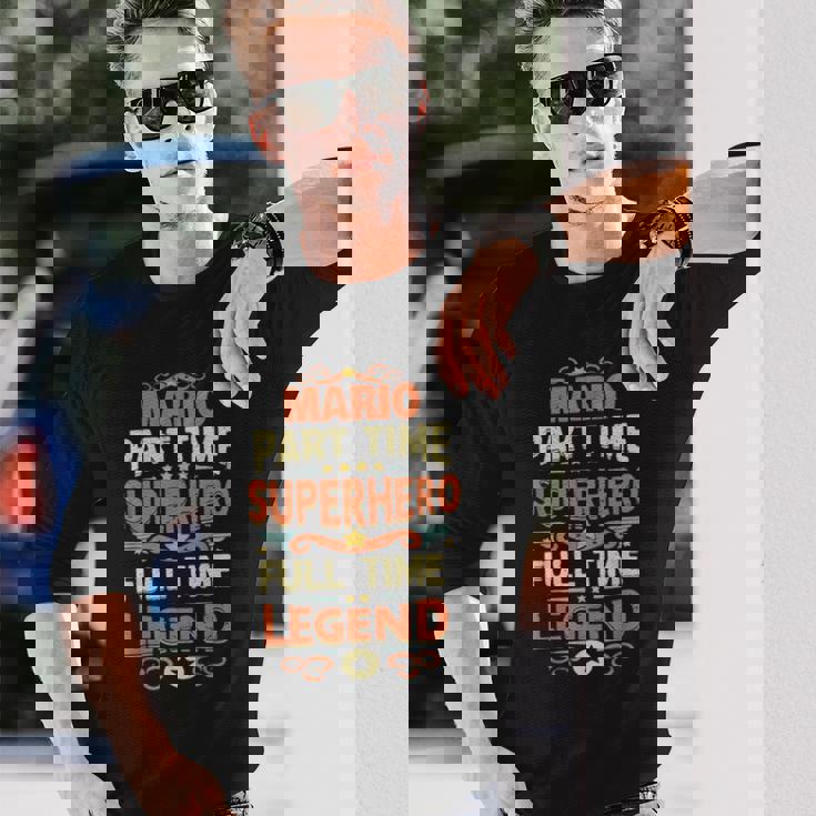 スーパーヒーロー マリオ レジェンド パーソナライズ 面白い 名前 マリオ 長袖Tシャツ 彼への贈り物