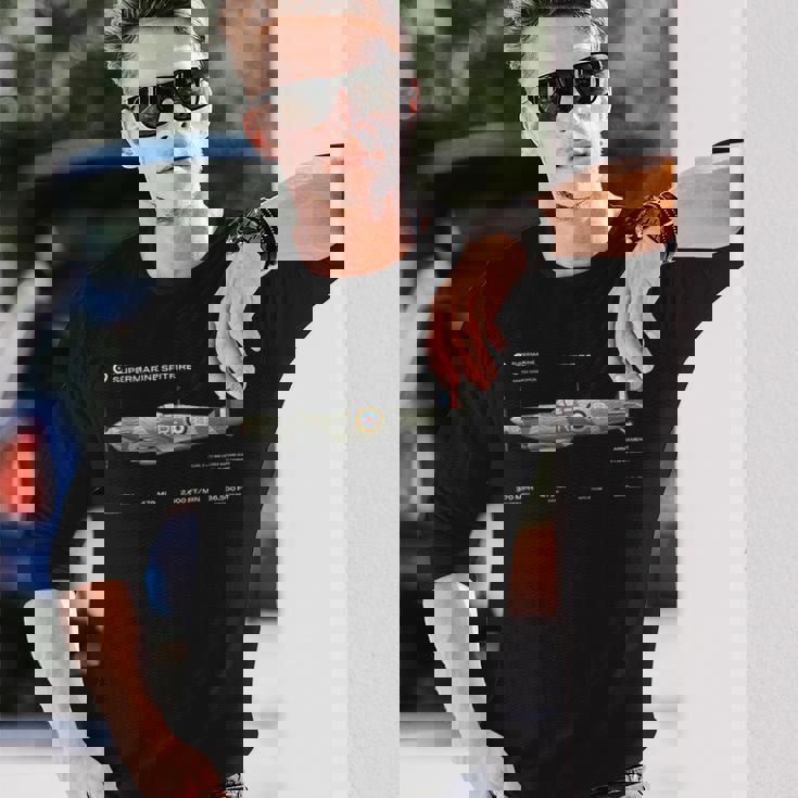 スーパーマリン スピットファイア 第二次世界大戦 航空機 イギリス空軍 長袖Tシャツ 彼への贈り物