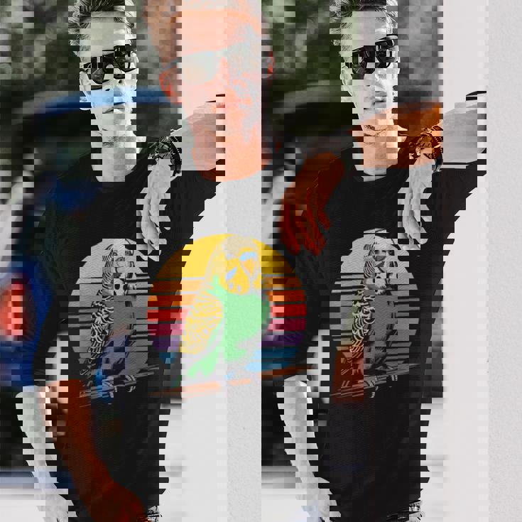 セキセイインコ レトロ セキセイインコ 長袖Tシャツ 彼への贈り物