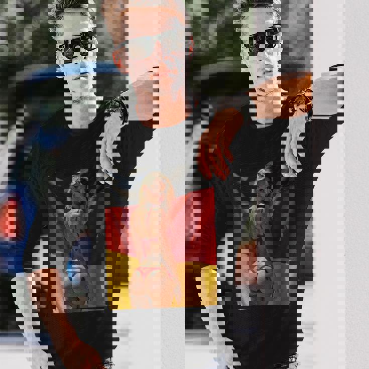 セクシーガールグラフィックtシャツ 「セクシーピンナップガール&ドイツ国旗」 長袖Tシャツ 彼への贈り物