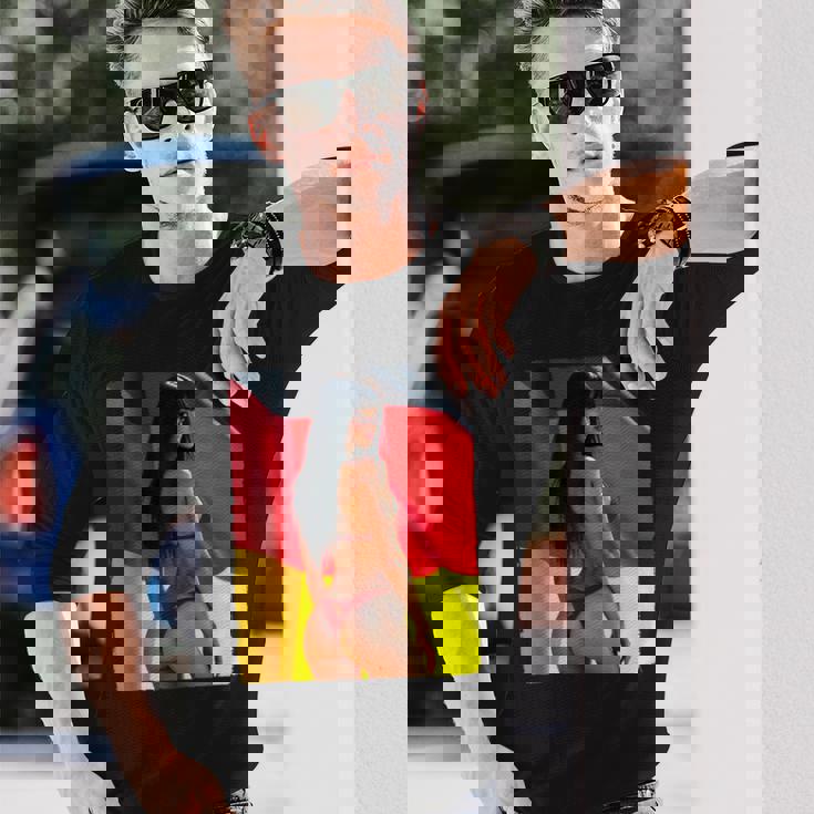 セクシーガールグラフィックtシャツ 「ビキニピンナップガール&ドイツ国旗」 長袖Tシャツ 彼への贈り物