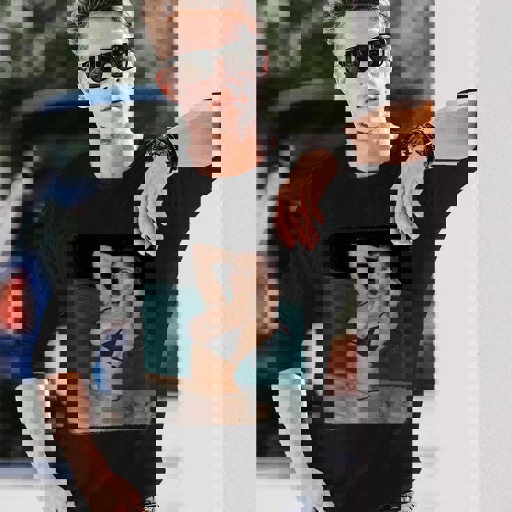 セクシーガールグラフィックtシャツ プールでセクシーなアジアのピンナップガール 長袖Tシャツ 彼への贈り物