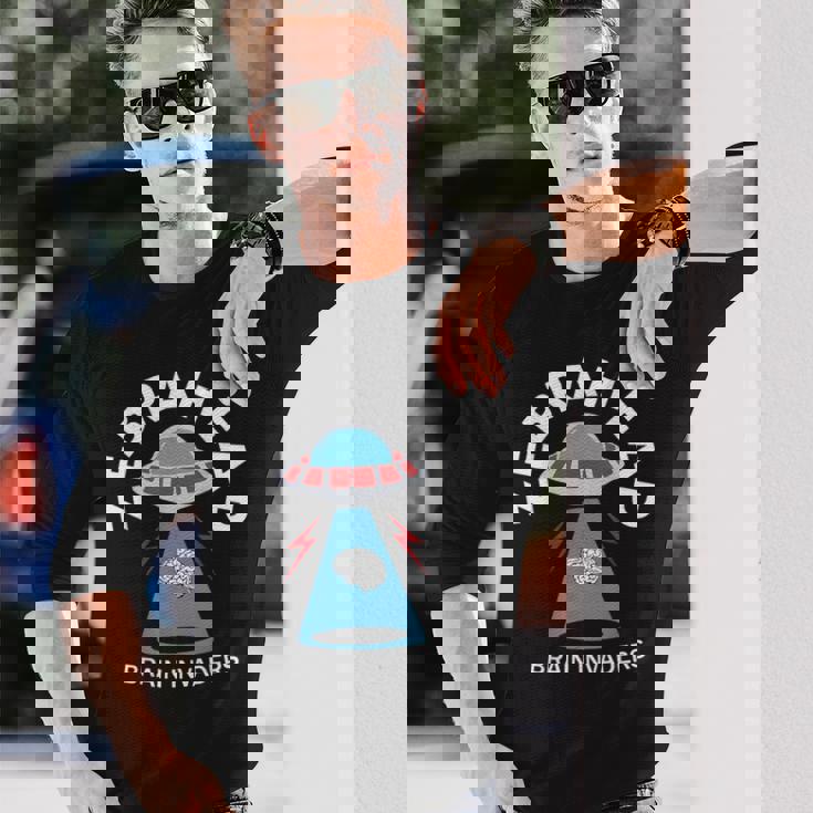 ゼブラヘッド脳侵略者面白いデザイン。 長袖Tシャツ 彼への贈り物