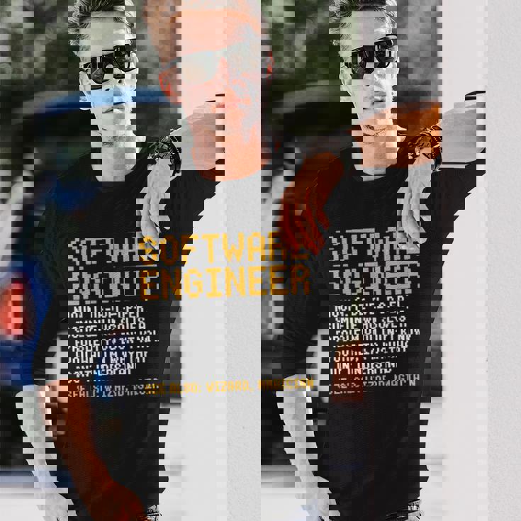 ソフトウェアエンジニア定義面白いコンピュータサイエンスジョーク 長袖Tシャツ 彼への贈り物