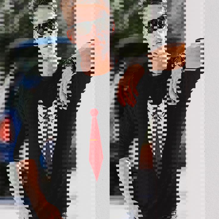 タキシード メンズ レディース キッズ プリント スーツ & ネクタイ おもしろコスチューム 長袖Tシャツ 彼への贈り物