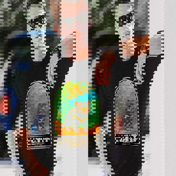 タスマン国立公園 ヴィンテージ タスマニアデビルアート 長袖Tシャツ 彼への贈り物