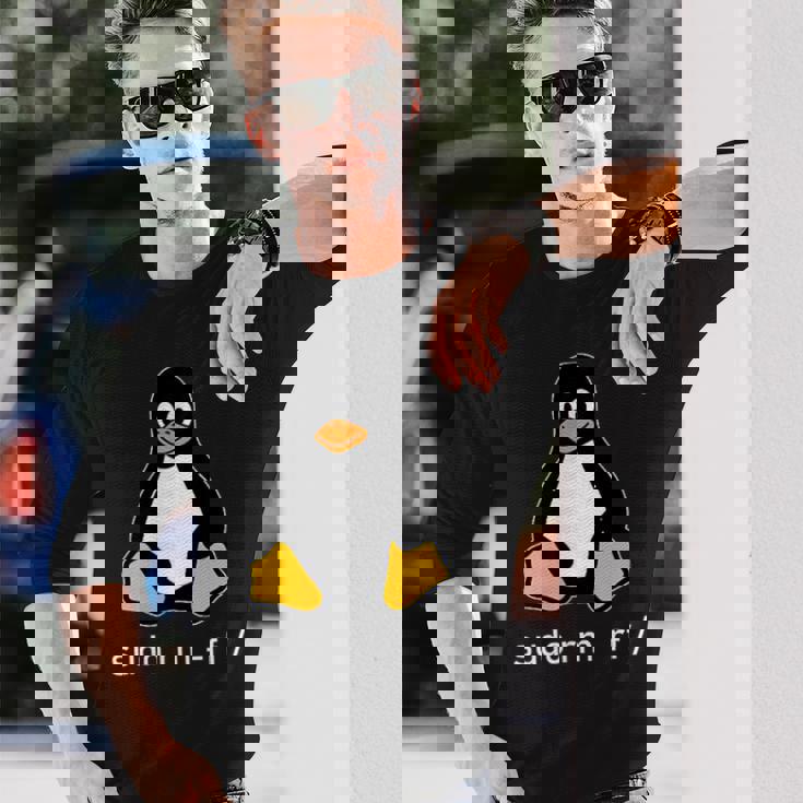 タックスlinuxペンギン-Sudorm-Rfコンピューターサイエンスコンピューター Tux Linux 長袖Tシャツ 彼への贈り物