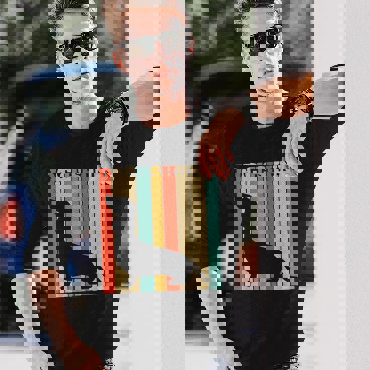 ダックスフンドのギフトレトロなスタイル 長袖Tシャツ 彼への贈り物