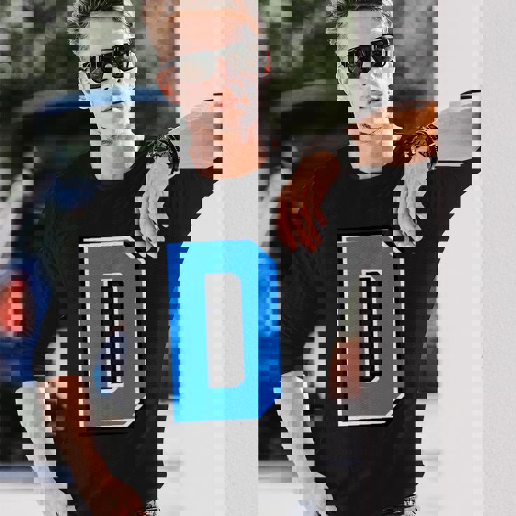 ダブリン郡 スカイブルー ネイビー アルファベット D ゲール語 フットボール ハーリング 長袖Tシャツ 彼への贈り物