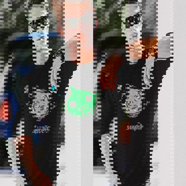 ダンゴウオ 緑ver 魚 かわいい おもしろ ネタ 海 魚好き プレセント 長袖Tシャツ 彼への贈り物