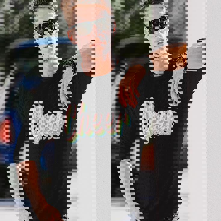 チアレトロチアリーダーチアリーディングチームギフト 長袖Tシャツ 彼への贈り物