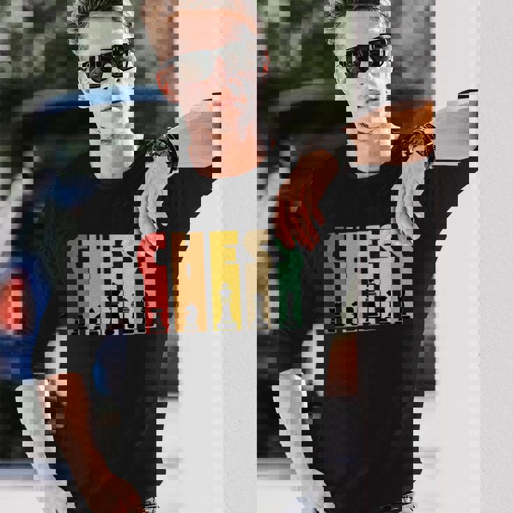 チェス レトロデザイン 戦略思考スポーツギフト 長袖Tシャツ 彼への贈り物