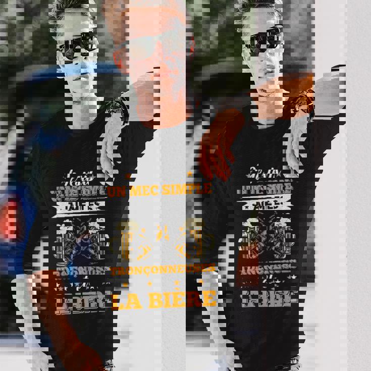 メンズ チェーンソー&ビール ランバージャック&林業チェーンソー 長袖Tシャツ 彼への贈り物