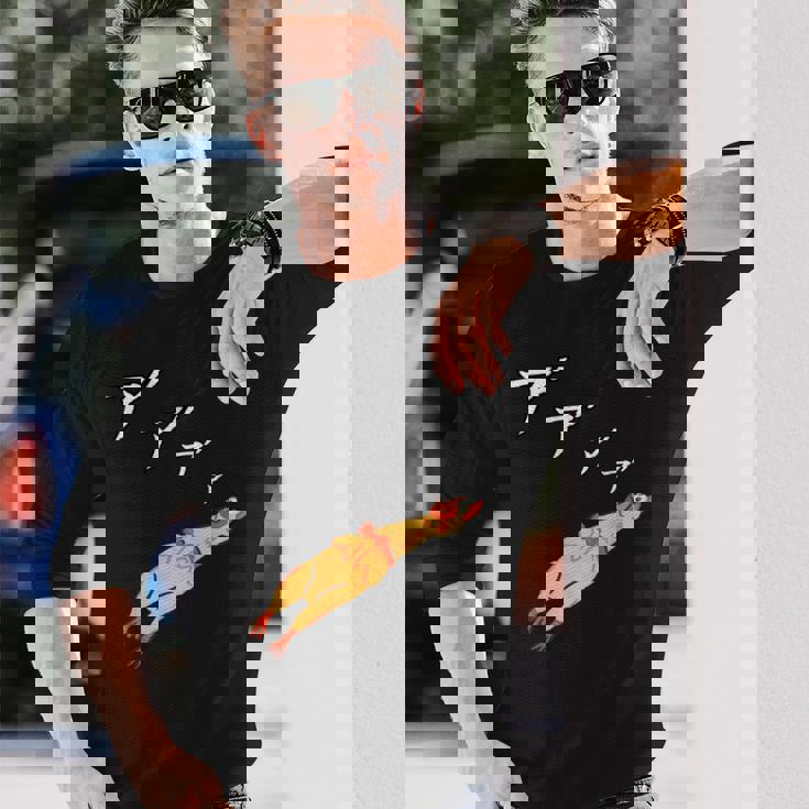 チキンおもちゃ ニワトリ 鶏 おもしろ ギャグ 服 長袖Tシャツ 彼への贈り物