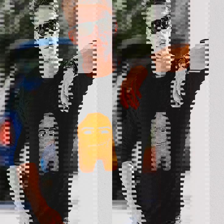 チキンナゲットマンフェイスカウボーイミーム 長袖Tシャツ 彼への贈り物