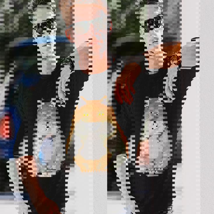 チベットスナギツネ ドット絵 ピクセルアート 虚無 ゲーム レトロゲーム ミーム 長袖Tシャツ 彼への贈り物