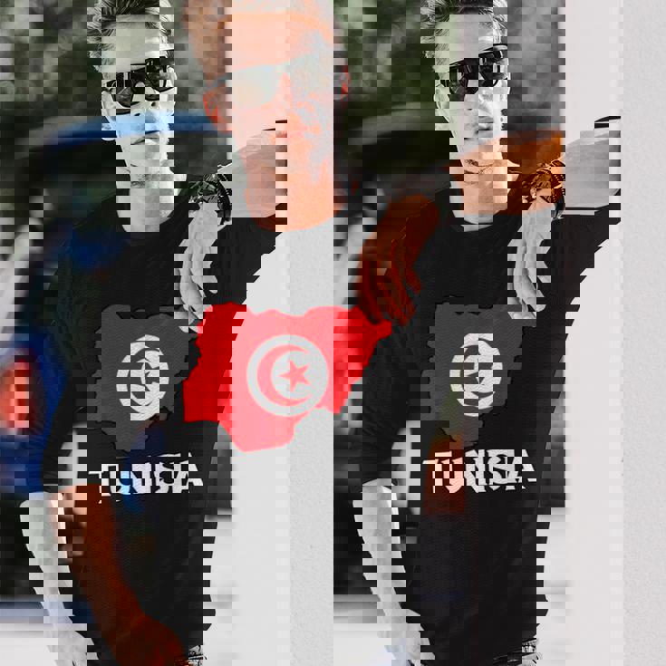 チュニジア国旗 地図 チュニジアのルーツ チュニジア プライド チュニジア 長袖Tシャツ 彼への贈り物
