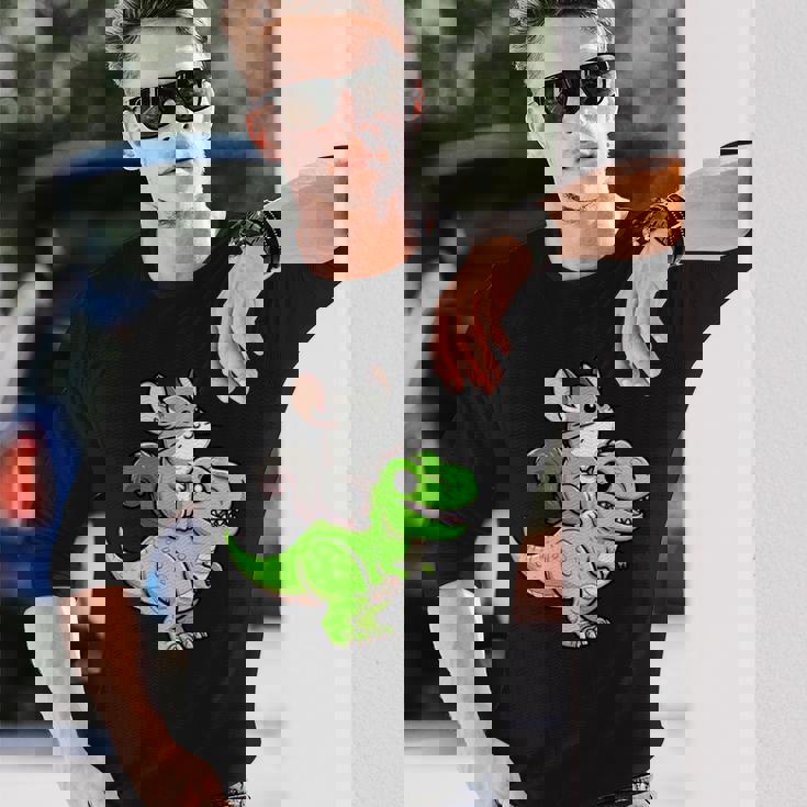 チンチラ T-Rex 恐竜 ペット おもしろい ティラノサウルス 長袖Tシャツ 彼への贈り物