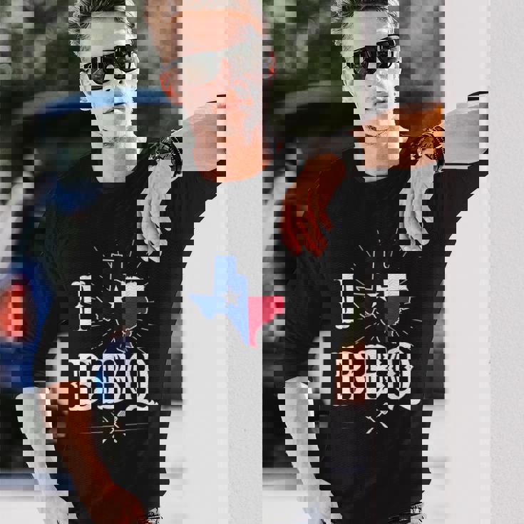 テキサス州旗 バーベキューギフト テキサスバーベキュー 長袖Tシャツ 彼への贈り物