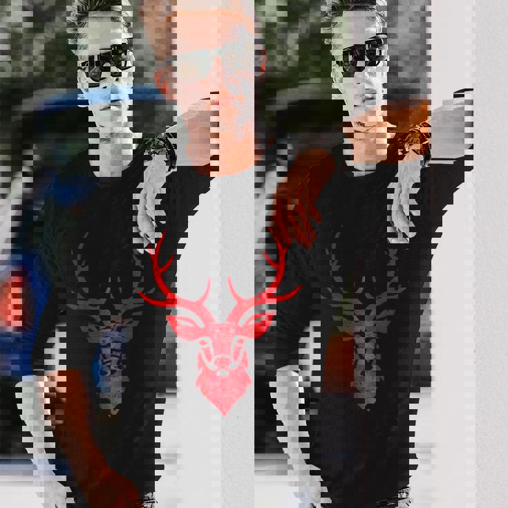 ディア シャレー アントラーズ レトロ スタッグ アントラーズ ヴィンテージ お土産 長袖Tシャツ 彼への贈り物