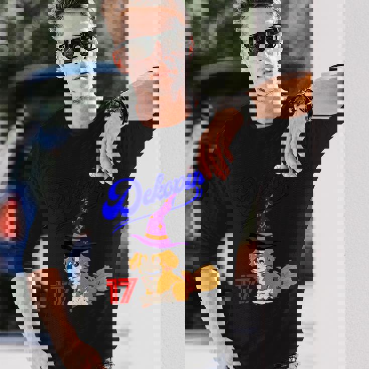 デコピン、デコイ、犬シャツ、No17、愛犬、コーイケルホンディエ、野球観戦、Dekopin Decoy ハロウィン 長袖Tシャツ 彼への贈り物