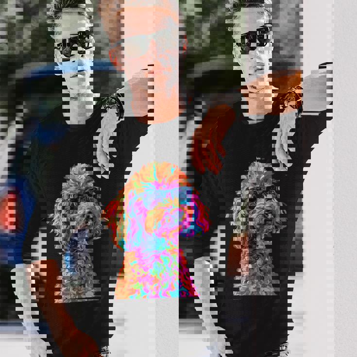 トイプードル愛好家デザイン ポップアート 面白いトイプードル 犬 長袖Tシャツ 彼への贈り物