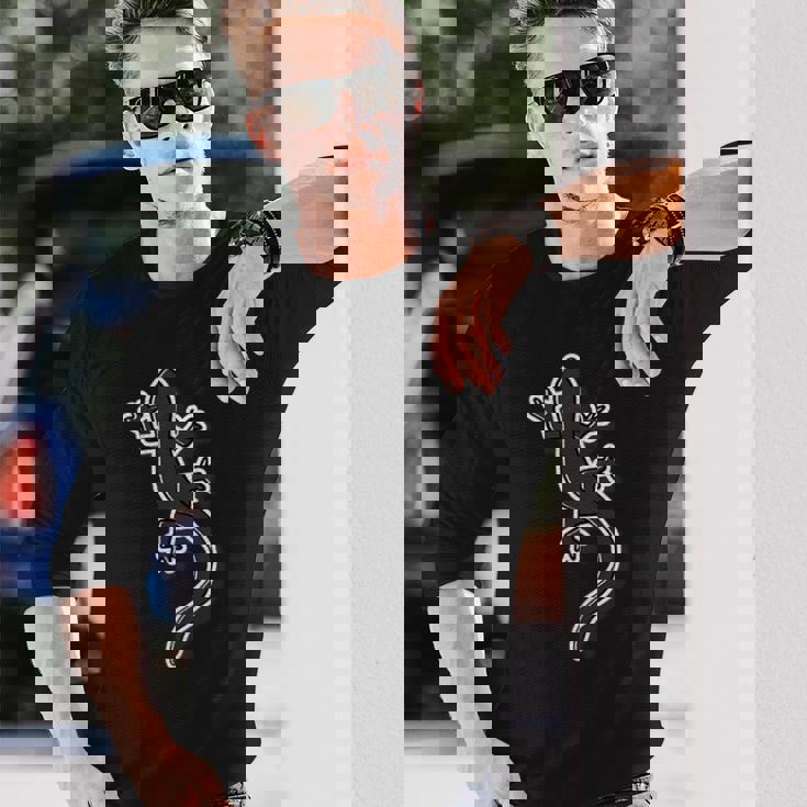 トカゲ《ワンポイント 胸》【どうぶつフレンズ】かわいい 動物 グッズ イラスト 面白い 長袖Tシャツ 彼への贈り物