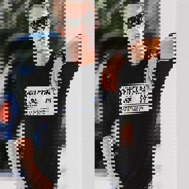 トッテナム フットボールチーム ホワイト ハートレーン ストリートサイン 長袖Tシャツ 彼への贈り物