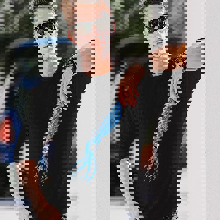 トライバル イカ 海の動物 長袖Tシャツ 彼への贈り物