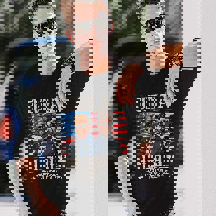 トランプ・ヴァンス'24 アウトロー・ヒルビリーアメリカ国旗ヴィンテージ 長袖Tシャツ 彼への贈り物