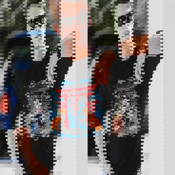 トリゲイツ 伏見稲荷 京都 和風 きつねマスク 長袖Tシャツ 彼への贈り物