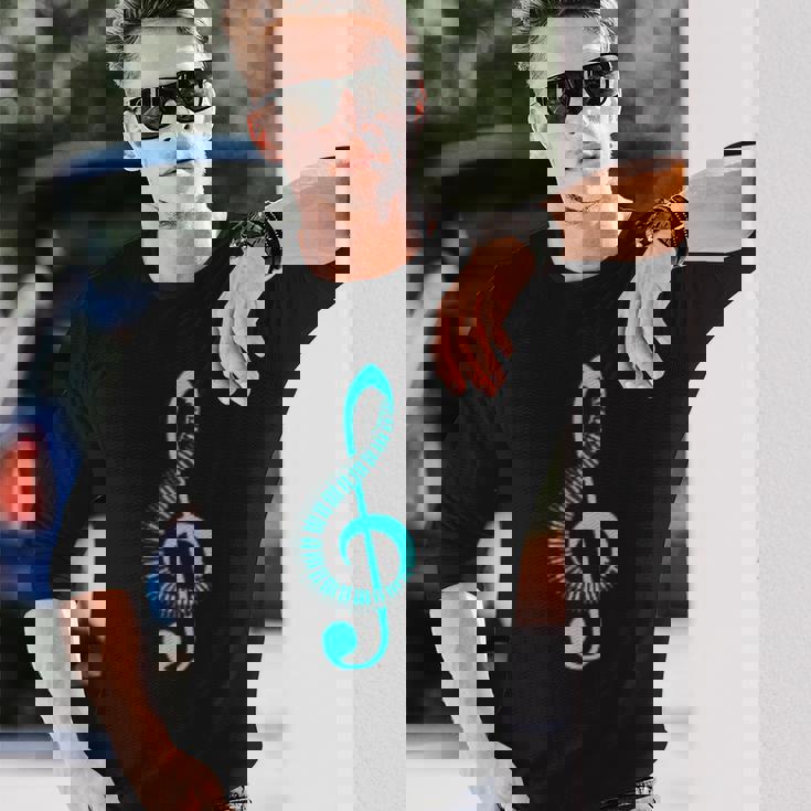 ト音記号の音符ピアノの象徴性ト音記号記号 長袖Tシャツ 彼への贈り物