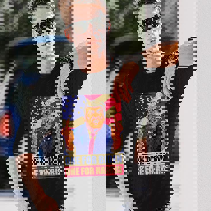 ドナルド・トランプ 中指 バイデン ハリス アメリカ 共和党員 長袖Tシャツ 彼への贈り物