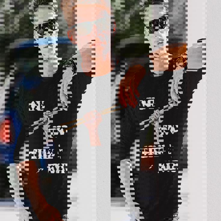 ドラマー ギフト 楽器 メンズ ドラムスティック用 長袖Tシャツ 彼への贈り物